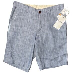 Tommy Bahama Mens Small Harbor‎ Herringbone Blue Chambray Linen Shorts NWT